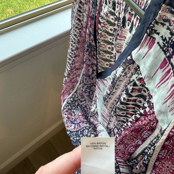 Lucky Brand 1X Plus Size Purple & Navy Boho Print Sheer Top - Picture 3 of 5